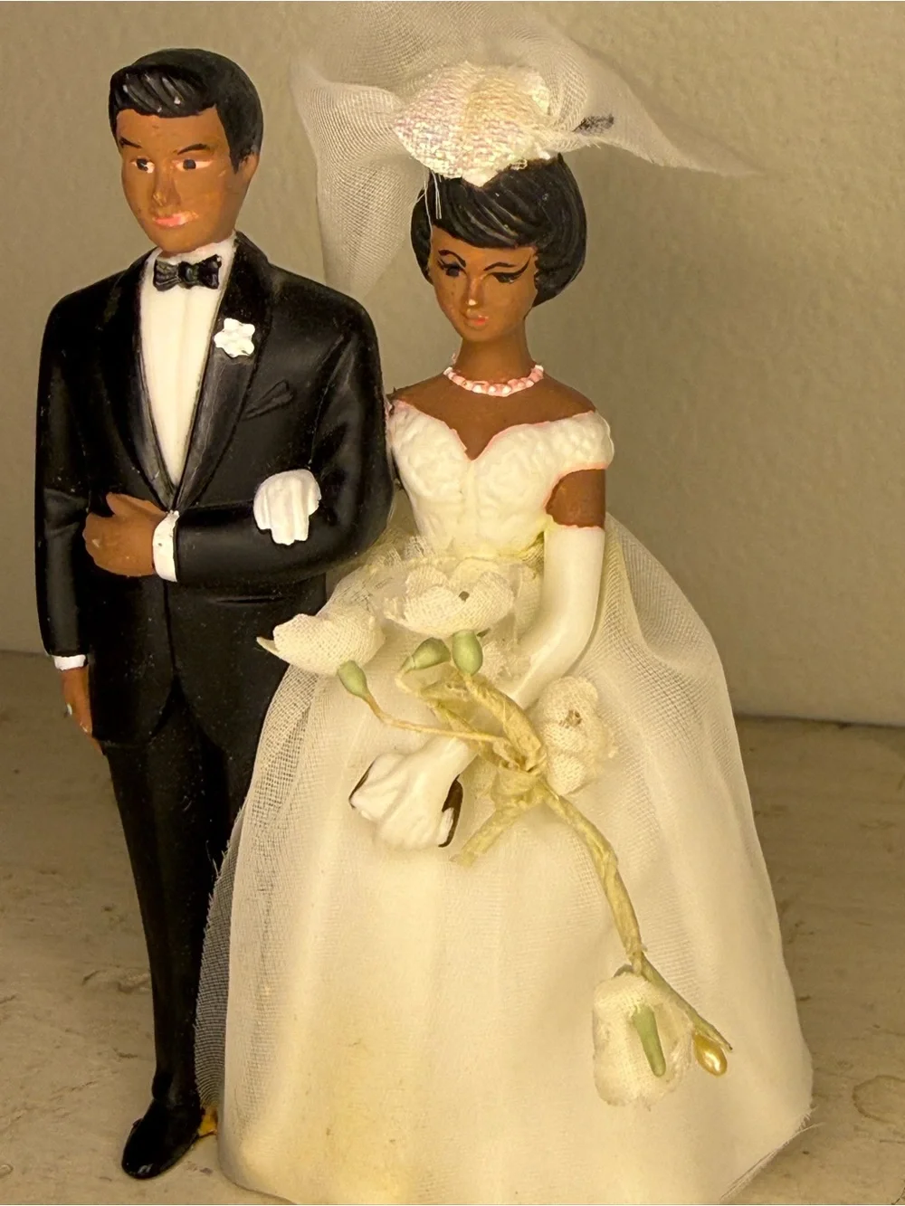 Wilton Bride and Groom Wedding Cake Topper African American Tulle Veil, Flower